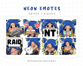 Neon Valorant, Neon Valorant Twitch Emotes, Neon Valorant Discord Emotes Pack, Neon Valorant Emotes Pack, Valorant Streamers Pack
