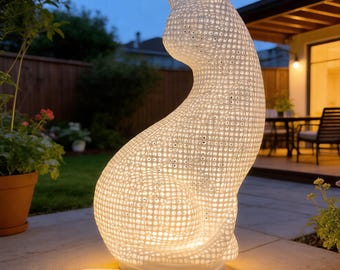 Lámpara de noche con diseño de gato impreso en 3D, lámpara PETG, lámpara de mesa con diseño de gatito hueco, luz cálida USB, decoración bonita para dormitorio, regalo minimalista moderno.