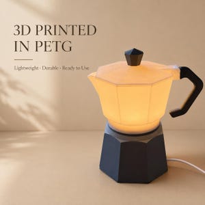 Coffee Pot Night Light, 3D Printed Lamp, Moka Pot Lamp, USB Warm Light, Coffee Lover Gift, Kitchen Decor, Desk Lamp