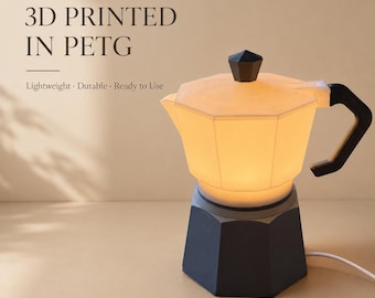 Koffiepot nachtlampje, 3D-geprinte lamp, mokapotlamp, USB warm licht, cadeau voor koffieliefhebbers, keukendecoratie, bureaulamp