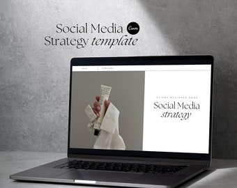 Modello di strategia per social media, strategia cliente per social media, proposta di marketing, modello Canva per Social Media Manager