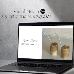 Social Media Onboarding Questionnaire Template | New Client Questionnaire | Social Media Management Questionnaire Template | Canva Template