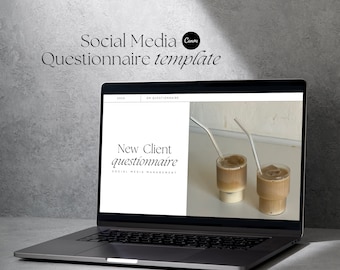 Plantilla de cuestionario de incorporación de clientes en redes sociales: Canva editable (descarga digital)