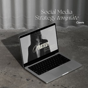 Social Media Strategy Aesthetic Template, Social Media Manager Strategy Template, Canva Template for Social Media Managers, Minimalist