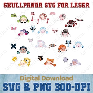 Skullpanda svg 14-pack bundel digitale download horror pop sjabloon shirt sticker mok ontwerp instant digitale download cricut gelaagde svg png