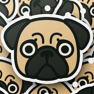 Fawn Pug Stickers Cute Funny Pug Decals Laptop Stickers Pet Lover Gift Unique Vinyl Sticker Set
