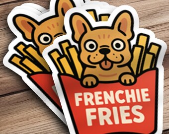Cute French Bulldog Sticker Fawn Frenchie Fries Sticker for Laptop French Bulldog Car Decal for Water Bottle