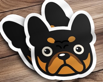 Cute French Bulldog Sticker Black and Tan Cute Frenchie Decal Waterproof Vinyl Sticker for Water Bottle Laptop Phone