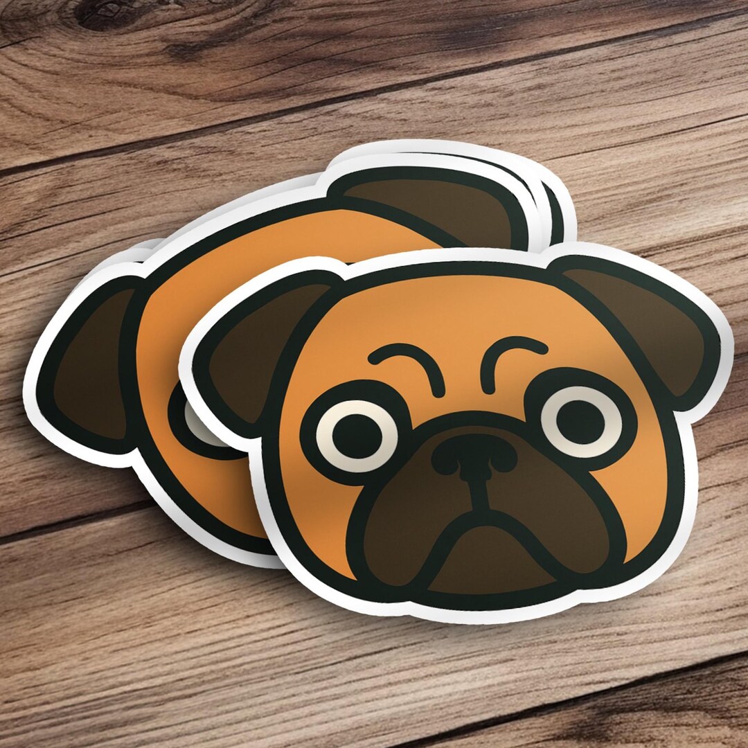Pug Stickers Cute Apricot Pug Decal Set for Laptop, Phone, Water Bottle ...