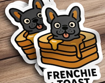 Bonita pegatina de bulldog francés, color negro, tostada francesa, pegatina de bulldog francés negro para coche, calcomanía de vinilo de bulldog francés para portátil.