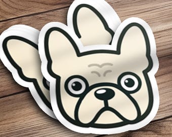 Niedliche Französische Bulldogge Aufkleber Creme Frenchie Aufkleber Französische Bulldogge Aufkleber für Laptop Telefon Wasserflasche Auto Fenster
