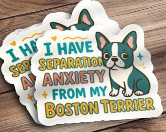 Boston Terrier Sticker Funny I Have Separation Anxiety From My Boston Terrier Decal Boston Terrier Lover Gift