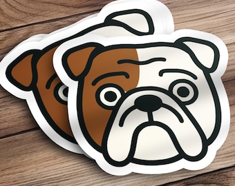 English Bulldog Sticker Red and White Durable Waterproof Decal for Water Bottles, Journals, Notebooks & Phones