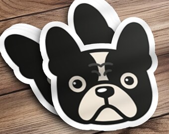 Cute French Bulldog Sticker Black and White Pied Frenchie Die Cut Sticker for Laptop Journal Water Bottle Car Bumper