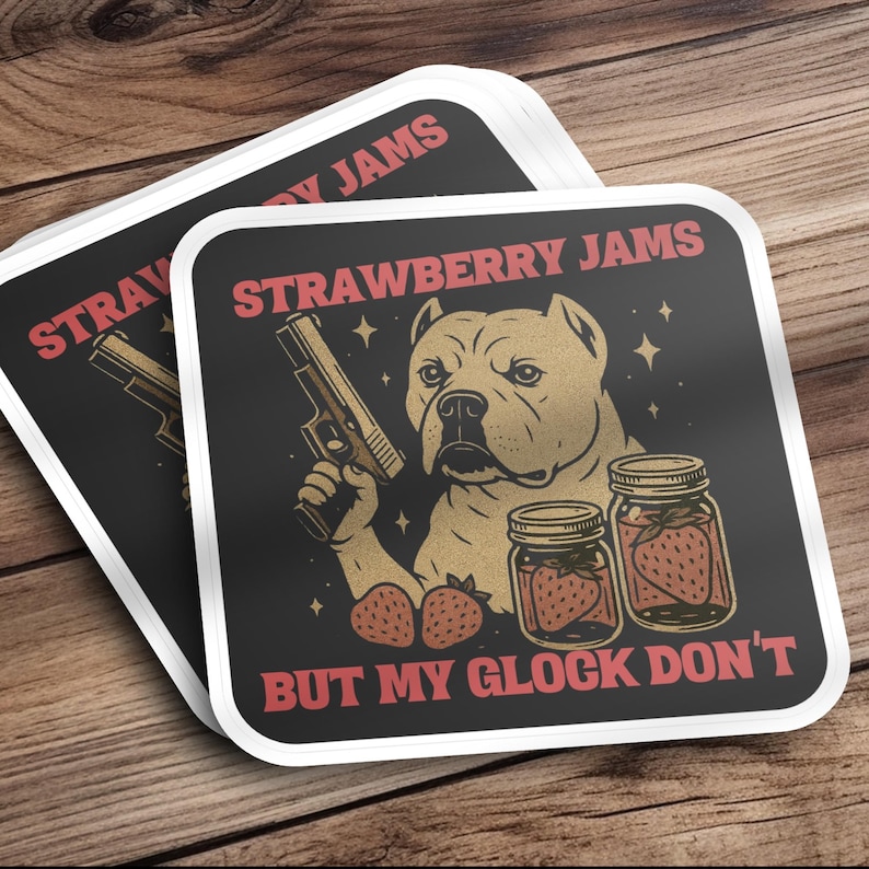 Funny Dog Coaster, Strawberry Jams Coaster, Unique Gift, Quirky Home Decor, Humorous Drink Coaster Set, Novelty Beverage Coaster