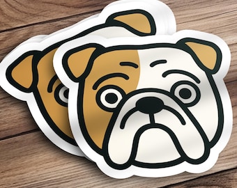 English Bulldog Sticker Fawn and White Cute Dog Decal for Water Bottle, Laptop, Phone, Notebook Gift Accessories