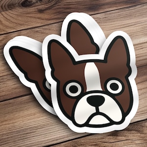 Boston Terrier Sticker for Laptop and Water Bottle – Cute White Dog Decal for Notebooks, Phone Cases & More