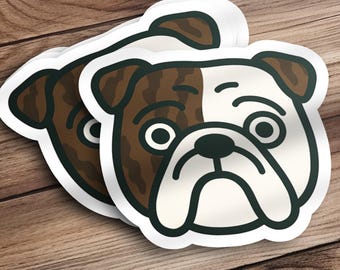 Brindle and White English Bulldog Sticker for Laptop, Water Bottle & Phone, Durable Vinyl Decal, Cute Dog Gift Accessory