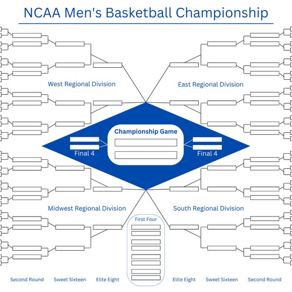 Printable March Madness Bracket Etsy