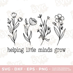 Aider les petits esprits à grandir | Fichiers de découpe en vinyle SVG | Reconnaissance des enseignants, cadeaux pour les enseignants, enseignant ras du cou, lanière, porte-clés, PNG