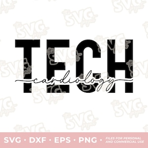 Kardiologie Tech SVG | Vinyl-Schnittdatei – Personal + Gewerblich | Cardiac Tech Geschenk, Cardiac Nurse Rundhalsausschnitt, Abzeichen Reel, Lanyard, PNG Datei