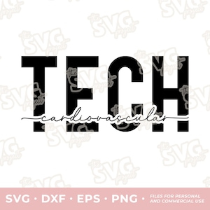 Herz-Kreislauf-Tech SVG | Vinyl-Schnittdatei – Personal + Gewerblich | Cardiac Tech Geschenk, Cardiac Nurse Rundhalsausschnitt, Abzeichen Reel, Lanyard, PNG
