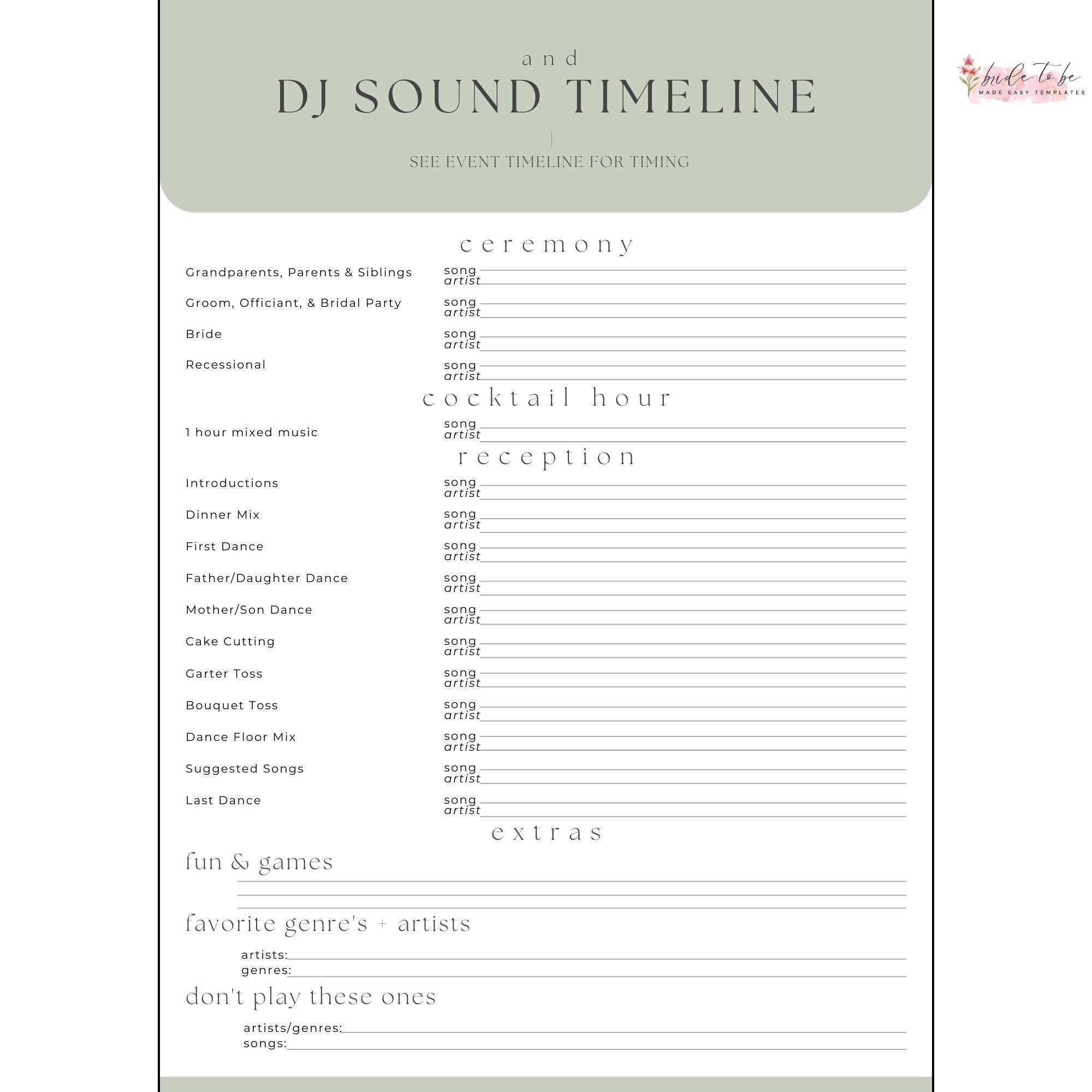 Wedding DJ Timeline Template DJ Wedding Music Planning Guide Wedding Wedding DJ Timeline Template DJ Wedding Music Planning Guide Wedding