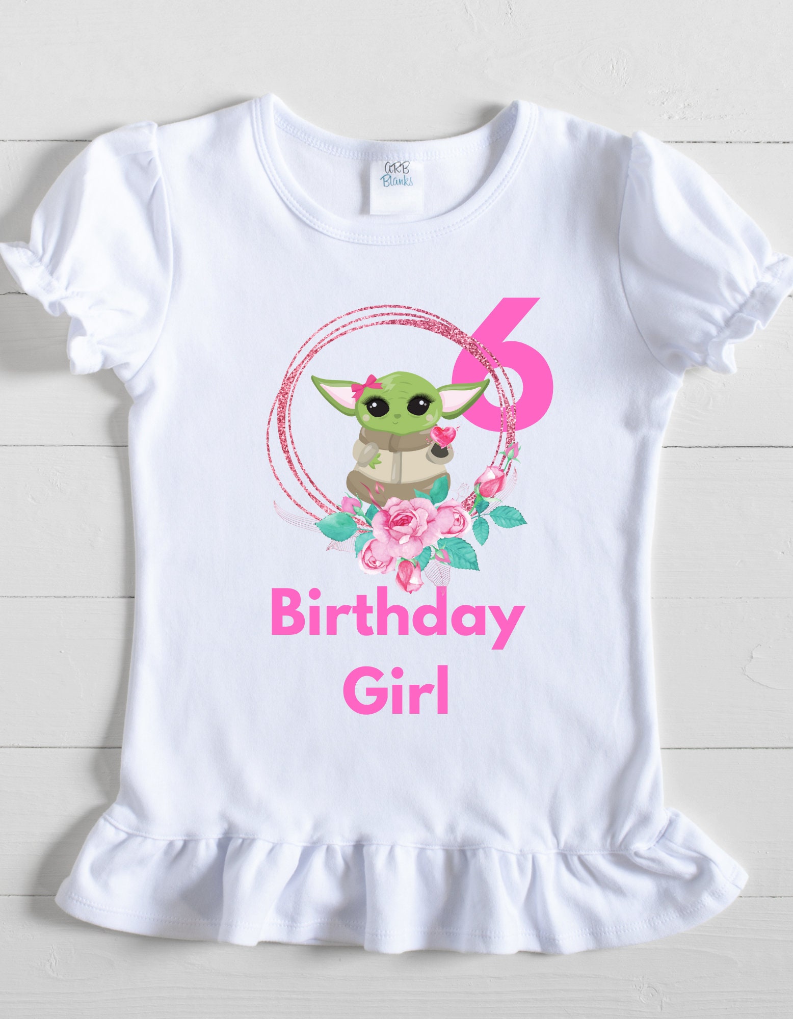 Girl Yoda Birthday / Baby Yoda Birthday Age 6 / Birthday Girl Age 6 - Etsy