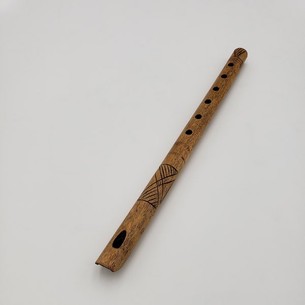 Hand-carved Wooden Flute African Instrument Musical Folk Art Primitive Decor
