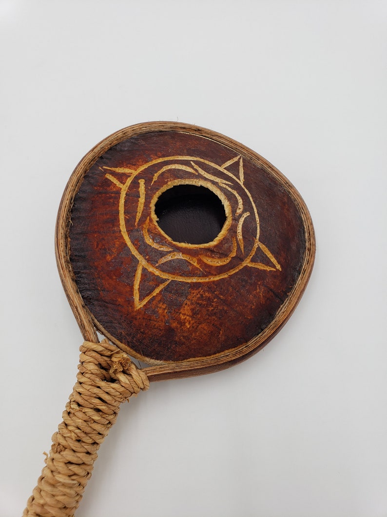 African Wood and Rattan Hand-carved Rattle Folk Art Musical Instrument ...