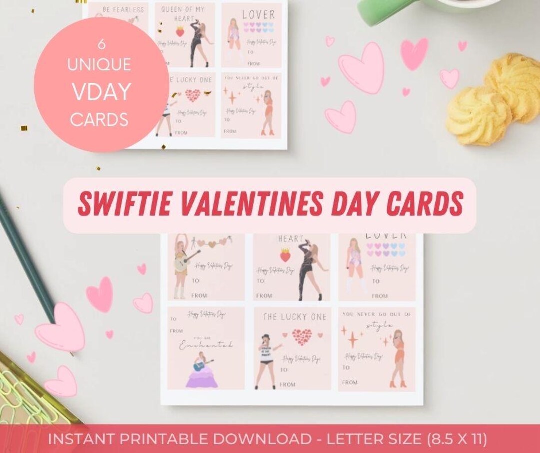 Valentine’s Day Cards Taylor Swift Valentines Cards Girly Valentines ...