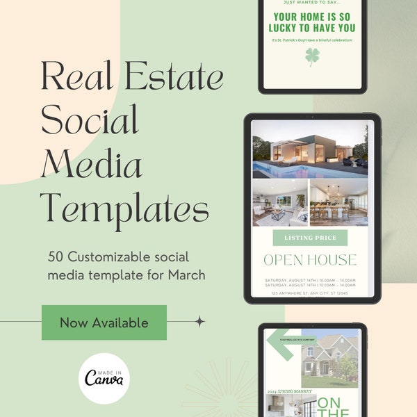 50 March Real Estate Marketing Templates | St Patricks Day Real Estate Marketing| March Realtor Posts| New Trending Real Estate Marketing