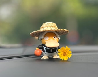 Urocza figurka kaczuszki jako dekoracja deski rozdzielczej samochodu, stojąca ozdoba samochodowa, urocza figurka dla każdego fana anime