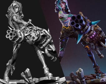 Arcane Jinx Figur - Handgefertigte 3D gedruckte Statue | Sammleredition | League of Legends Charakter Skulptur