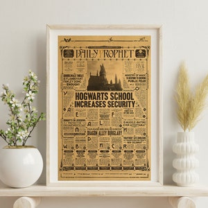 Cartaz de papel kraft do jornal da escola Wizard para a decoração da sua casa e presente para amantes de colecionadores nostálgicos