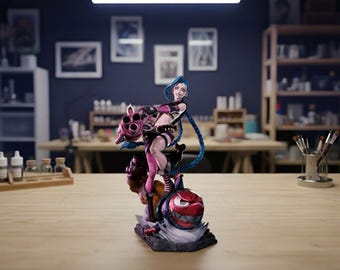 Arcane Jinx Figur - Handgefertigte 3D gedruckte Statue | Sammleredition | League of Legends Charakter Skulptur