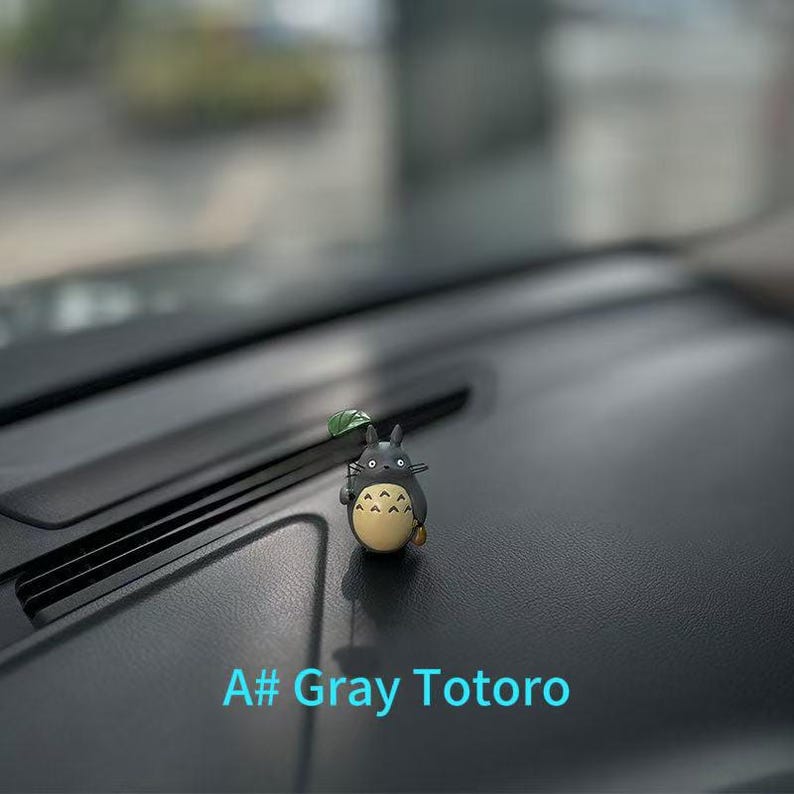 Cute Anime Figurine Car Dashboard Decor, Standing Car Pendant Ornament, Charming Figurine for Every Anime Fans A# Gray Totoro