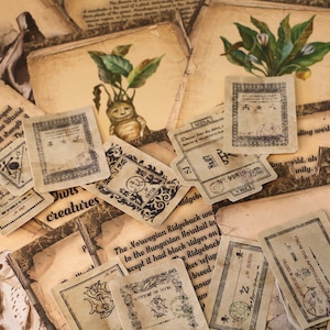 Papel de álbum de recortes de diario basura de Wizard School para manualidades DIY, suministros de paquete de papel de fondo de diario basura Retro