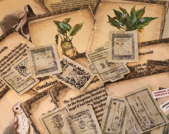 Wizard School Junk Journal Scrapbook Paper For DIY Crafts, Retro Junk Journal Background Paper Pack Supplies