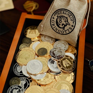 Moneta della scuola dei maghi per diario spazzatura, banca Gringotts, borsa di soldi magici, regali per il compleanno dei bambini, forniture per diario spazzatura retrò