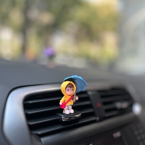 Cute Umbrella Girl Anime Figurine Car Dashboard Decor, Standing Car Pendant Ornament, Car Interior Decoration image 4