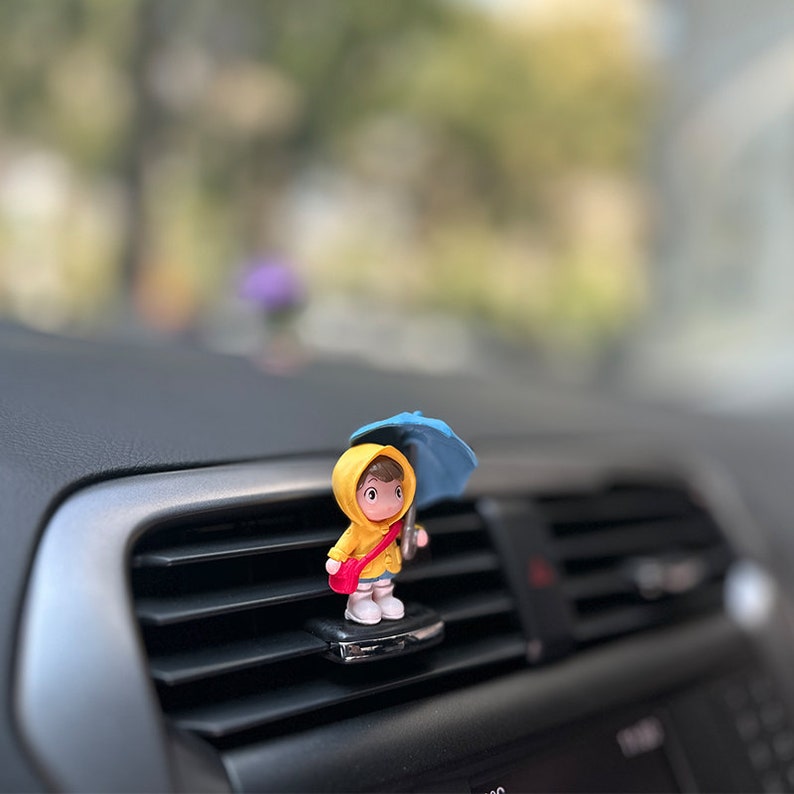 Cute Umbrella Girl Anime Figurine Car Dashboard Decor, Standing Car Pendant Ornament, Car Interior Decoration image 4