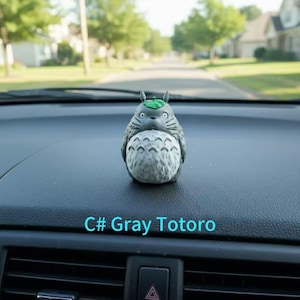 Cute Anime Figurine Car Dashboard Decor, Standing Car Pendant Ornament, Charming Figurine for Every Anime Fans C# Gray Totoro