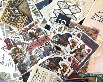 Wizard School Junk Journal Scrapbook Paper For DIY Crafts, Retro Junk Journal Background Paper Pack Supplies