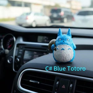 Cute Anime Figurine Car Dashboard Decor, Standing Car Pendant Ornament, Charming Figurine for Every Anime Fans C# Blue Totoro