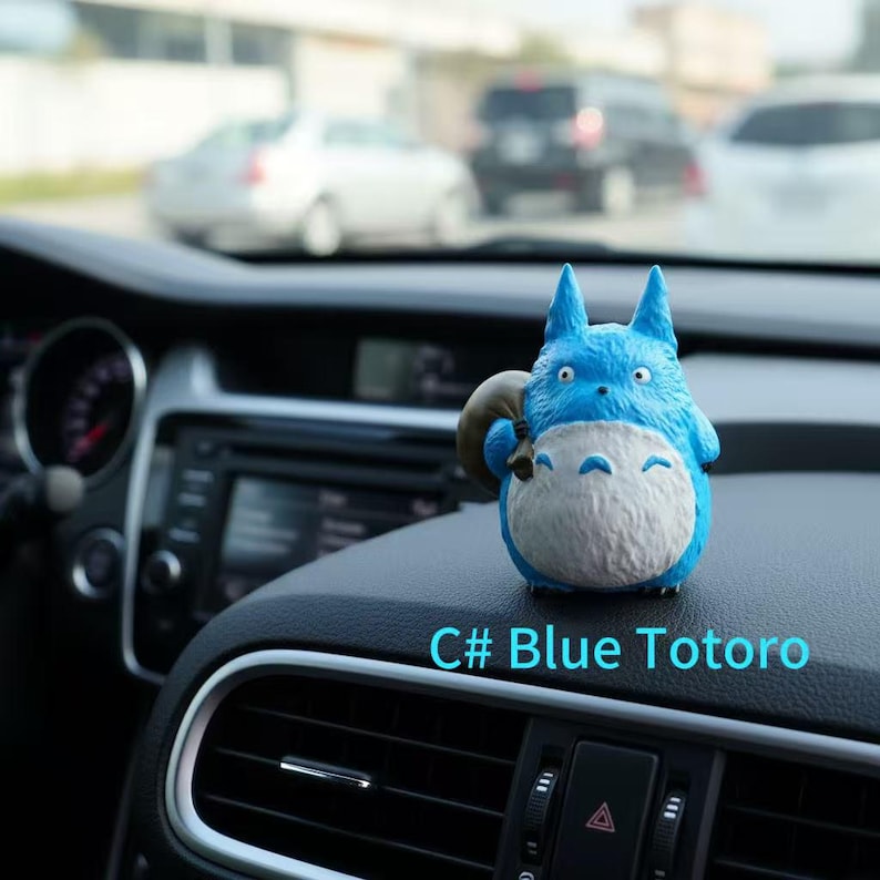 Cute Anime Figurine Car Dashboard Decor, Standing Car Pendant Ornament, Charming Figurine for Every Anime Fans C# Blue Totoro