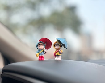 Cute Umbrella Girl Anime Figurine Car Dashboard Decor, Standing Car Pendant Ornament, Car Interior Decoration