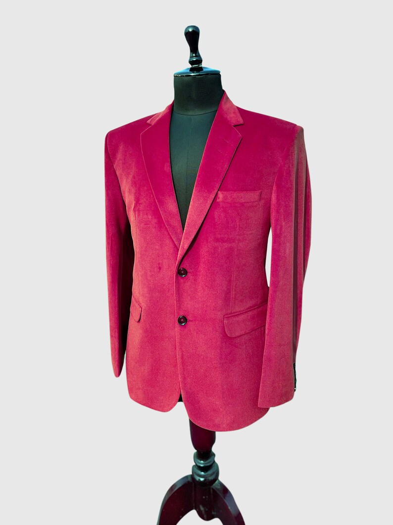 Mens Rose Gold - Pink Velvet Tuxedo Suit - Blazer - Velvet Sport Coat + Black Pants