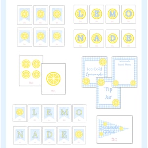 Printable Lemonade Stand Blue Bundle , Instant Download