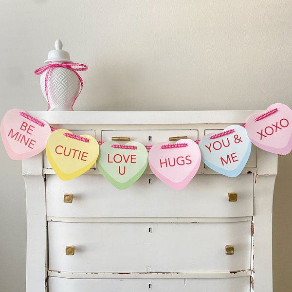 Printable INSTANT DOWNLOAD Conversation Hearts Banner Valentine's